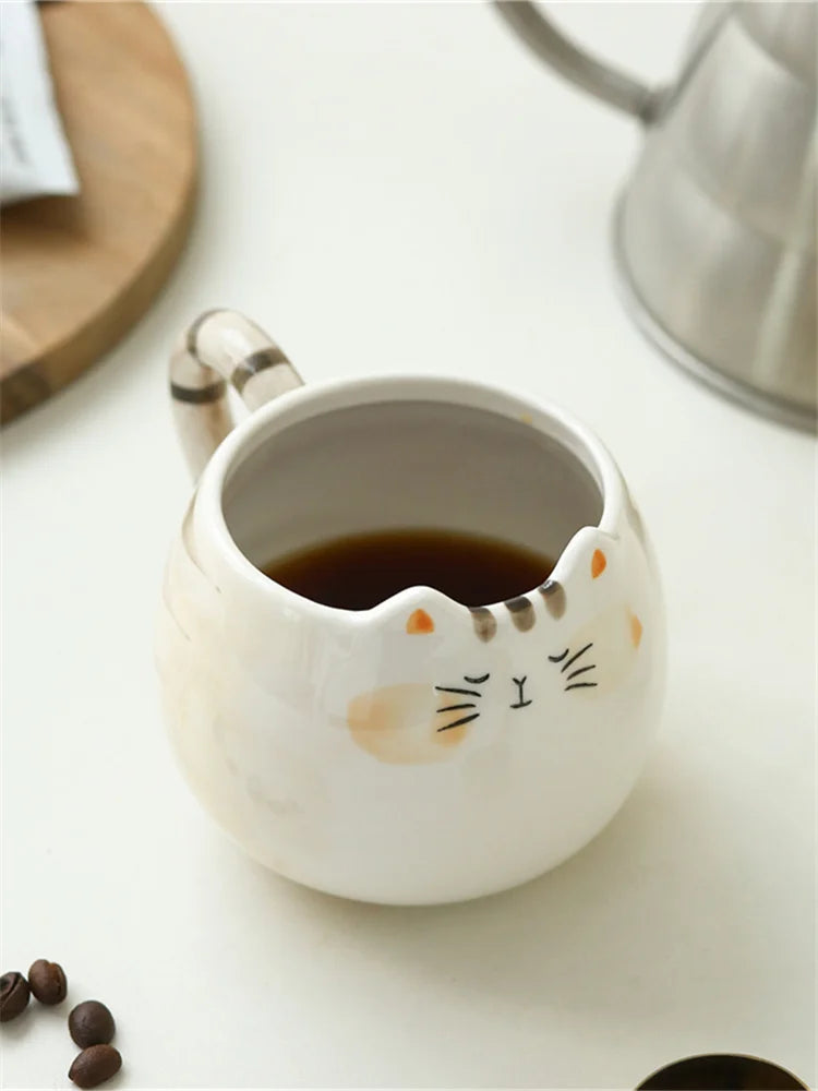Cat Shaped Mug – Cute Ceramic Coffee Cup 380ml | Eco-Friendly Porcelain Drinkware - ZOOMNSTORE