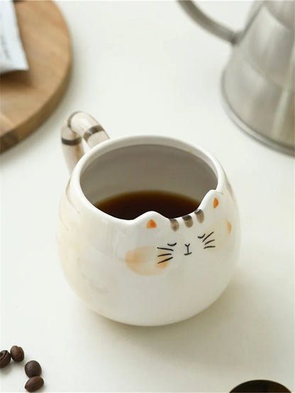 Cat Shaped Mug – Cute Ceramic Coffee Cup 380ml | Eco-Friendly Porcelain Drinkware - ZOOMNSTORE