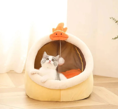 Cat Sleeping Bed - Foldable Washable Pet Bed with Removable Cushion Pad - ZOOMNSTORE