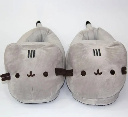 Cartoon Cat Slippers - Plush Winter Slides for Men and Women - ZOOMNSTORE