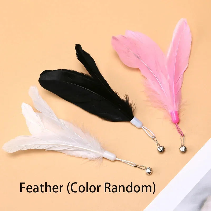 Cat Teaser Stick with Bell - Durable Suction Cup Toy with Replaceable Feather Head - ZOOMNSTORE
