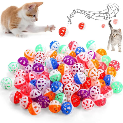 Cat Toy Balls - Interactive Plastic Cat Balls with Jingle Bell for Kitten Play - ZOOMNSTORE