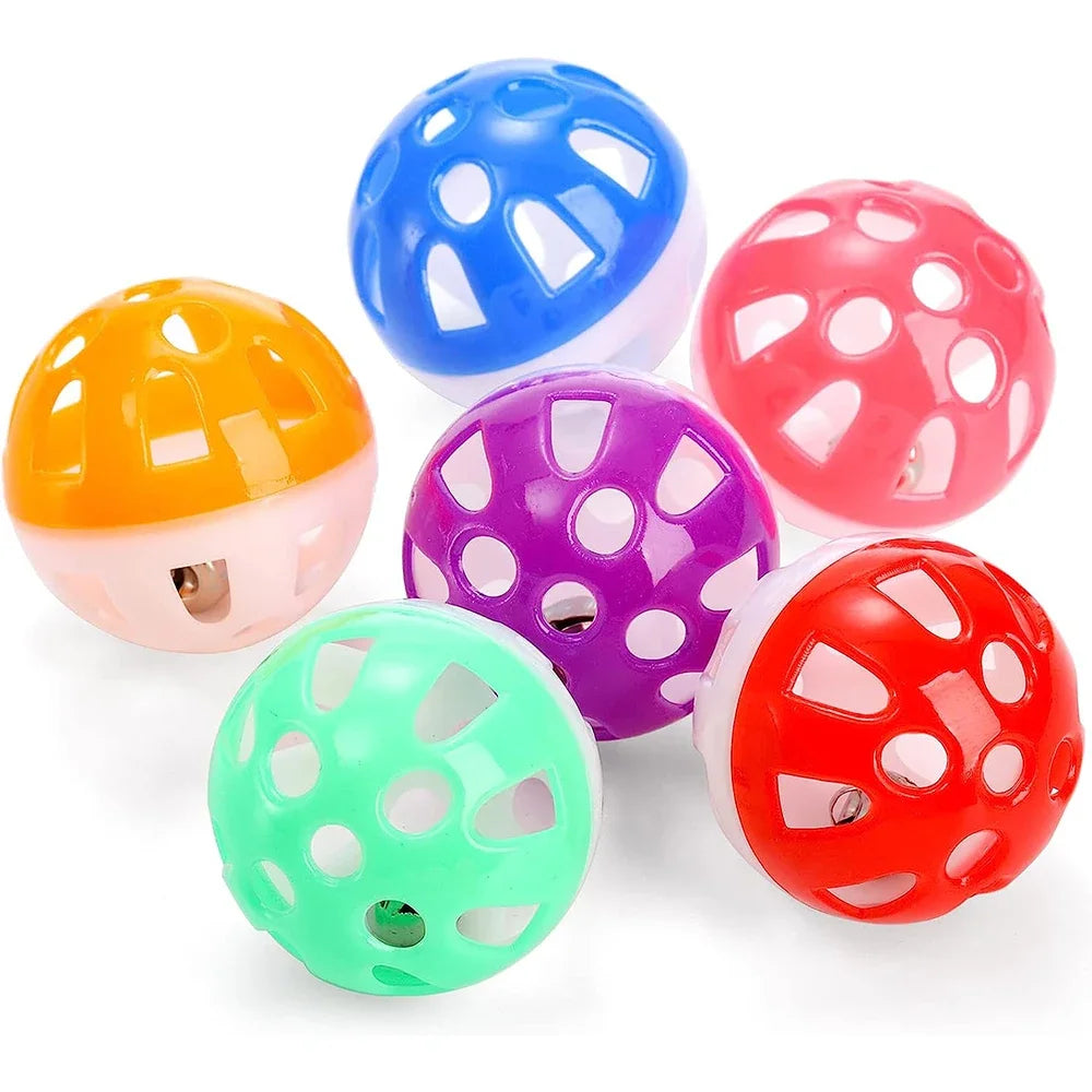 Cat Toy Balls - Interactive Plastic Cat Balls with Jingle Bell for Kitten Play - ZOOMNSTORE