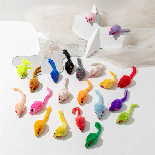 Cat Toys Rabbit Fur - Feather Rainbow Mouse Toy Soft Faux Fur Kitten Playing Toys - ZOOMNSTORE