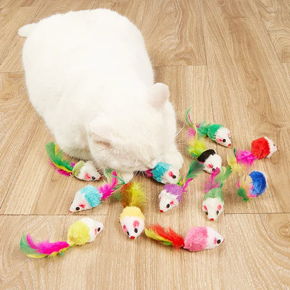 Cat Toys Rabbit Fur - Feather Rainbow Mouse Toy Soft Faux Fur Kitten Playing Toys - ZOOMNSTORE