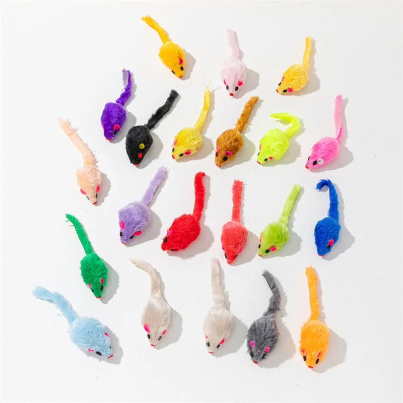 Cat Toys Rabbit Fur - Feather Rainbow Mouse Toy Soft Faux Fur Kitten Playing Toys - ZOOMNSTORE