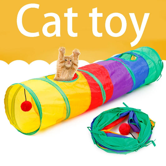 Cat Tunnel Toy - Collapsible Pet Play Tunnel for Indoor & Outdoor Kitty Exercise - ZOOMNSTORE