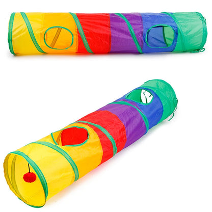 Cat Tunnel Toy - Collapsible Pet Play Tunnel for Indoor & Outdoor Kitty Exercise - ZOOMNSTORE