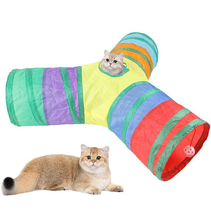 Cat Tunnel Toy - Collapsible Pet Play Tunnel for Indoor & Outdoor Kitty Exercise - ZOOMNSTORE