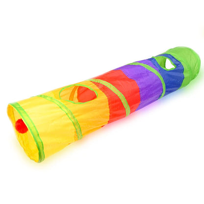Cat Tunnel Toy - Collapsible Pet Play Tunnel for Indoor & Outdoor Kitty Exercise - ZOOMNSTORE