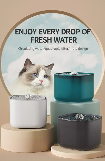 Cat Water Fountain – Automatic Large Capacity USB Waterer With Filtered Recirculating System - ZOOMNSTORE