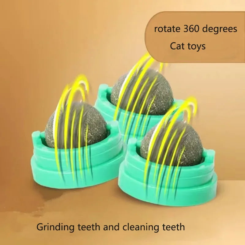 Catnip Cat Toy - Natural Cat Grass Ball Stick-On Scratchers for Kitten Play & Dental Health - ZOOMNSTORE