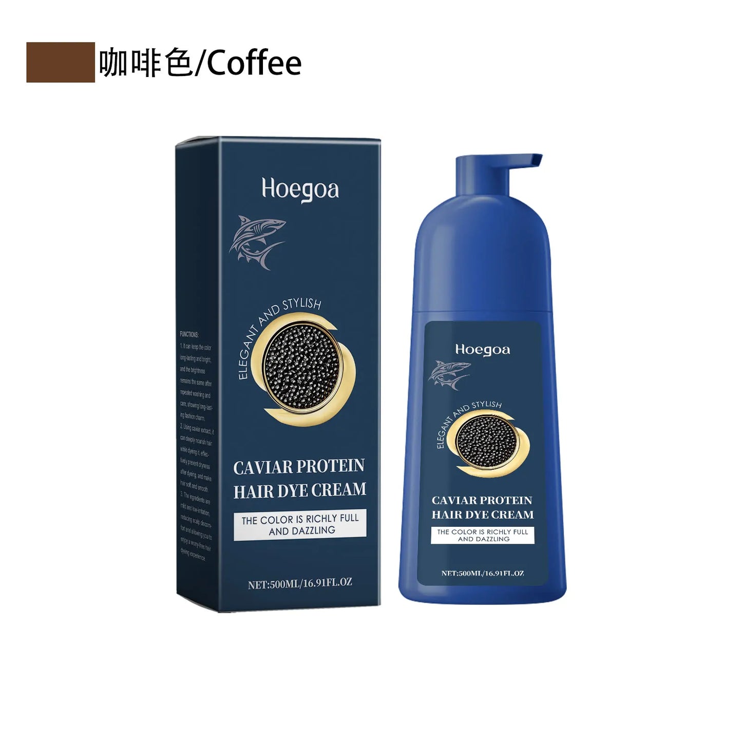 Caviar Protein Hair Dye Shampoo - Nourishing Gray White Color Treatment 500ml - ZOOMNSTORE