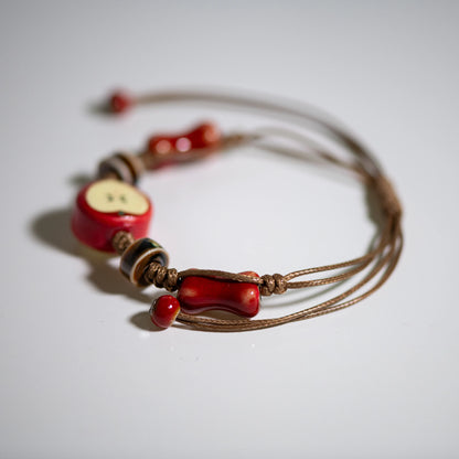 Handmade Apple Bracelet - Adjustable Woven Cord Cartoon Jewelry for Gifts - ZOOMNSTORE