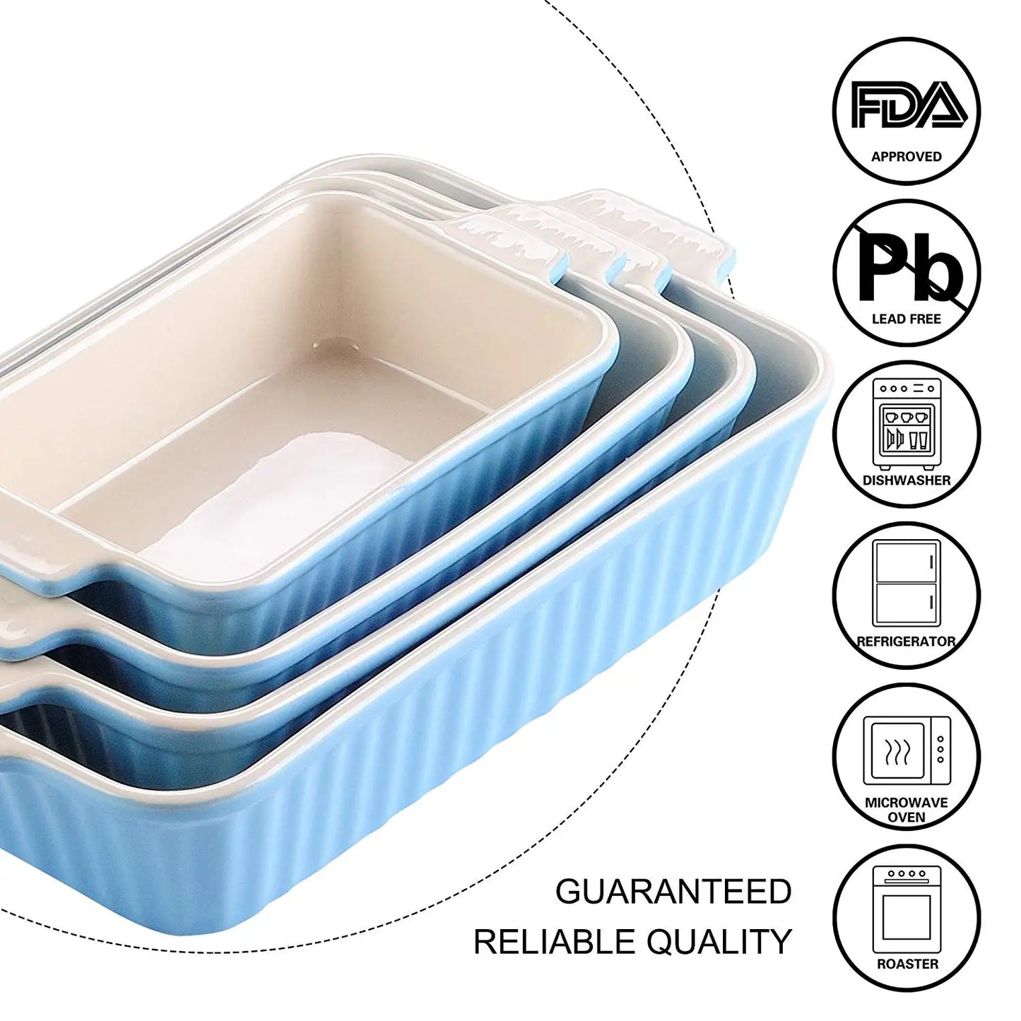 Ceramic Baking Dish Set - 4-Piece Oven Safe Plates for Lasagne Casserole and More 91112133 - ZOOMNSTORE