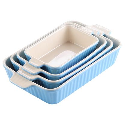 Ceramic Baking Dish Set - 4-Piece Oven Safe Plates for Lasagne Casserole and More 91112133 - ZOOMNSTORE