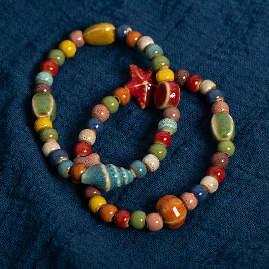 Colorful Starfish  Seashell Bracelet - Handmade Boho Beach Jewelry for Women  Teens - ZOOMNSTORE