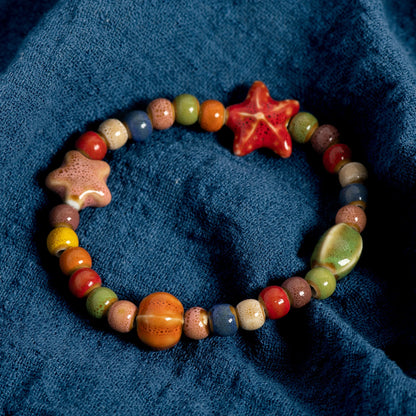 Colorful Starfish  Seashell Bracelet - Handmade Boho Beach Jewelry for Women  Teens - ZOOMNSTORE