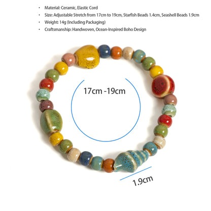 Colorful Starfish  Seashell Bracelet - Handmade Boho Beach Jewelry for Women  Teens - ZOOMNSTORE