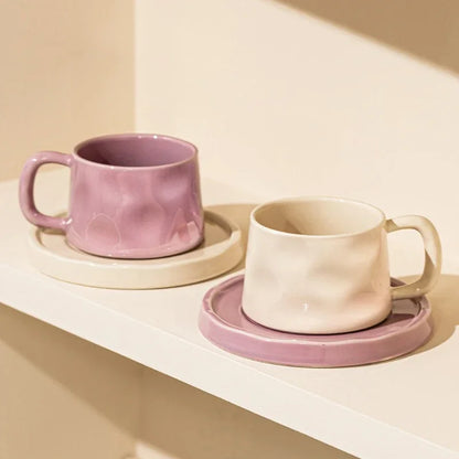 Ceramic Coffee Mug - Breakfast Coffee Cup with Saucer | Eco Friendly Modern Style Mug - ZOOMNSTORE