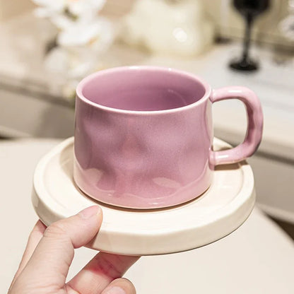 Ceramic Coffee Mug - Breakfast Coffee Cup with Saucer | Eco Friendly Modern Style Mug - ZOOMNSTORE
