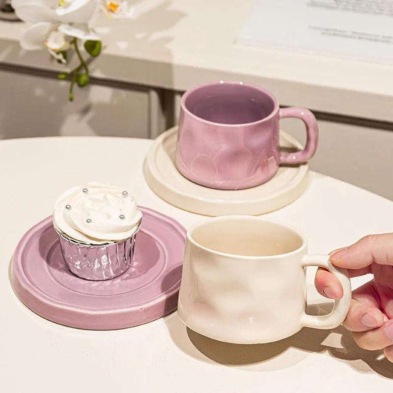 Ceramic Coffee Mug - Breakfast Coffee Cup with Saucer | Eco Friendly Modern Style Mug - ZOOMNSTORE