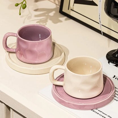 Ceramic Coffee Mug - Breakfast Coffee Cup with Saucer | Eco Friendly Modern Style Mug - ZOOMNSTORE