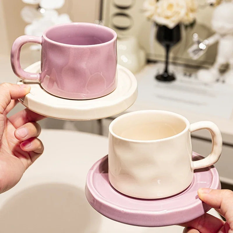 Ceramic Coffee Mug - Breakfast Coffee Cup with Saucer | Eco Friendly Modern Style Mug - ZOOMNSTORE