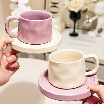 Ceramic Coffee Mug - Breakfast Coffee Cup with Saucer | Eco Friendly Modern Style Mug - ZOOMNSTORE