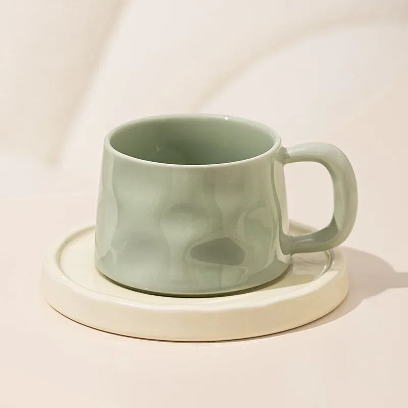Ceramic Coffee Mug - Breakfast Coffee Cup with Saucer | Eco Friendly Modern Style Mug - ZOOMNSTORE