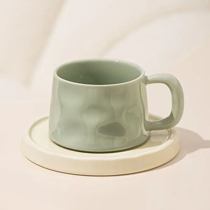 Ceramic Coffee Mug - Breakfast Coffee Cup with Saucer | Eco Friendly Modern Style Mug - ZOOMNSTORE