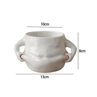 Ceramic Coffee Mug – Fat Belly Milk Tea Cup with Double Handle for Hot Cold Drinks - ZOOMNSTORE