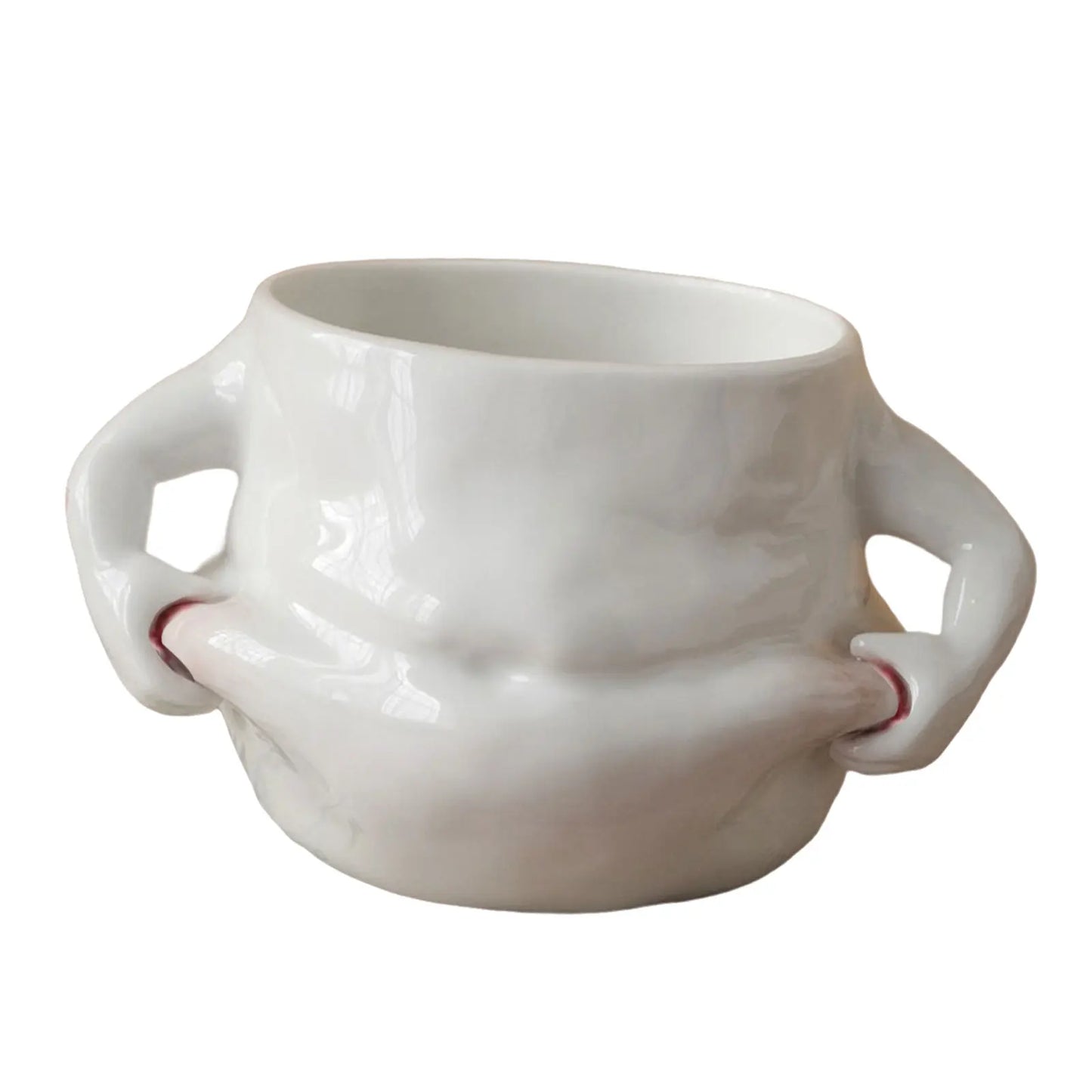 Ceramic Coffee Mug – Fat Belly Milk Tea Cup with Double Handle for Hot Cold Drinks - ZOOMNSTORE