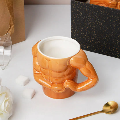 Ceramic Coffee Mug - Funny Muscle Design Cup | Eco Friendly Handgrip Cup - ZOOMNSTORE
