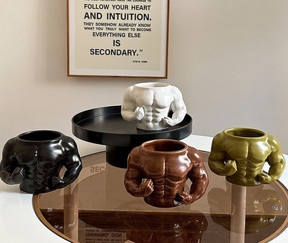 Ceramic Coffee Mug - Funny Muscle Design Cup | Eco Friendly Handgrip Cup - ZOOMNSTORE