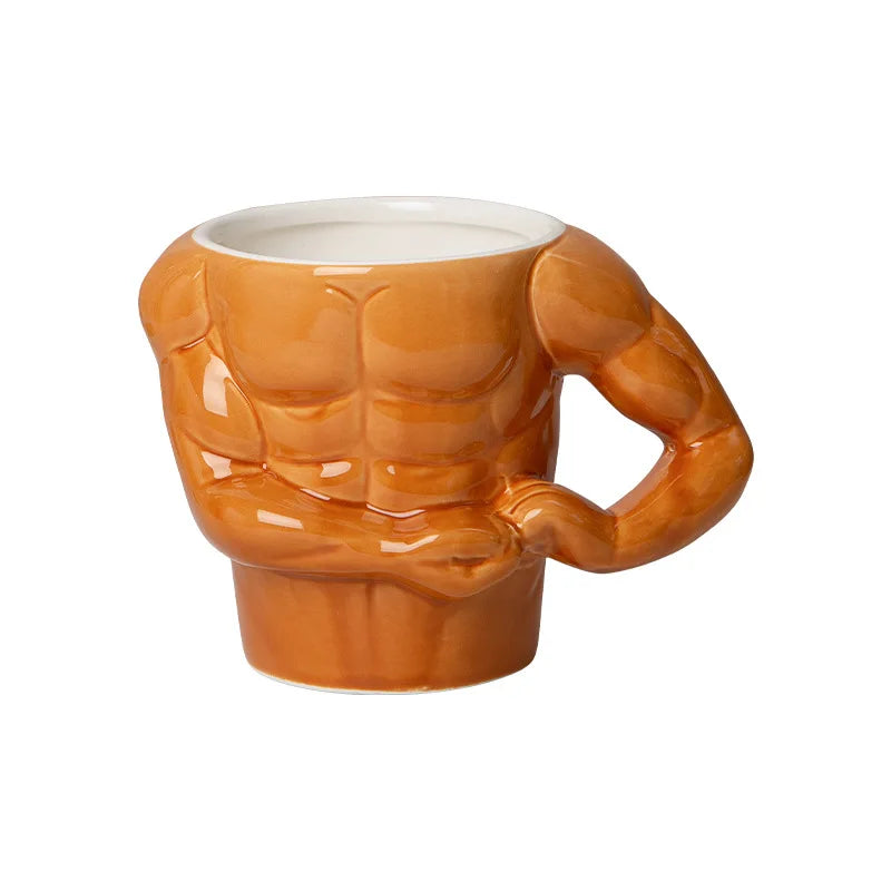Ceramic Coffee Mug - Funny Muscle Design Cup | Eco Friendly Handgrip Cup - ZOOMNSTORE