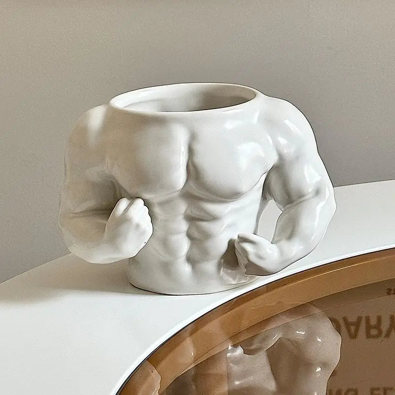 Ceramic Coffee Mug - Funny Muscle Design Cup | Eco Friendly Handgrip Cup - ZOOMNSTORE