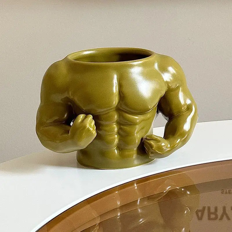 Ceramic Coffee Mug - Funny Muscle Design Cup | Eco Friendly Handgrip Cup - ZOOMNSTORE