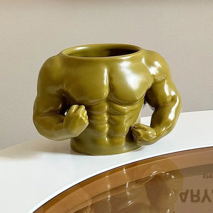 Ceramic Coffee Mug - Funny Muscle Design Cup | Eco Friendly Handgrip Cup - ZOOMNSTORE