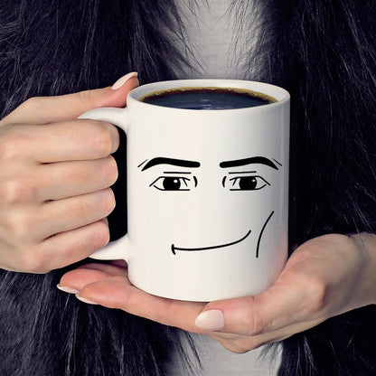 Ceramic Coffee Mug - Minimalist Porcelain Cup with Cute Woman Face Design - ZOOMNSTORE