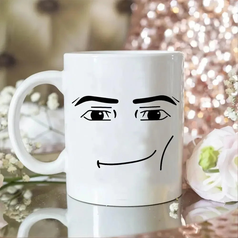 Ceramic Coffee Mug - Minimalist Porcelain Cup with Cute Woman Face Design - ZOOMNSTORE