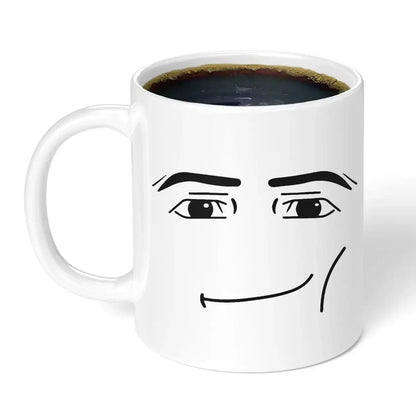 Ceramic Coffee Mug - Minimalist Porcelain Cup with Cute Woman Face Design - ZOOMNSTORE