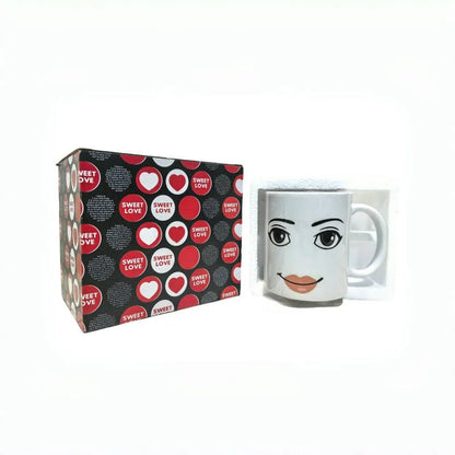 Ceramic Coffee Mug - Minimalist Porcelain Cup with Cute Woman Face Design - ZOOMNSTORE