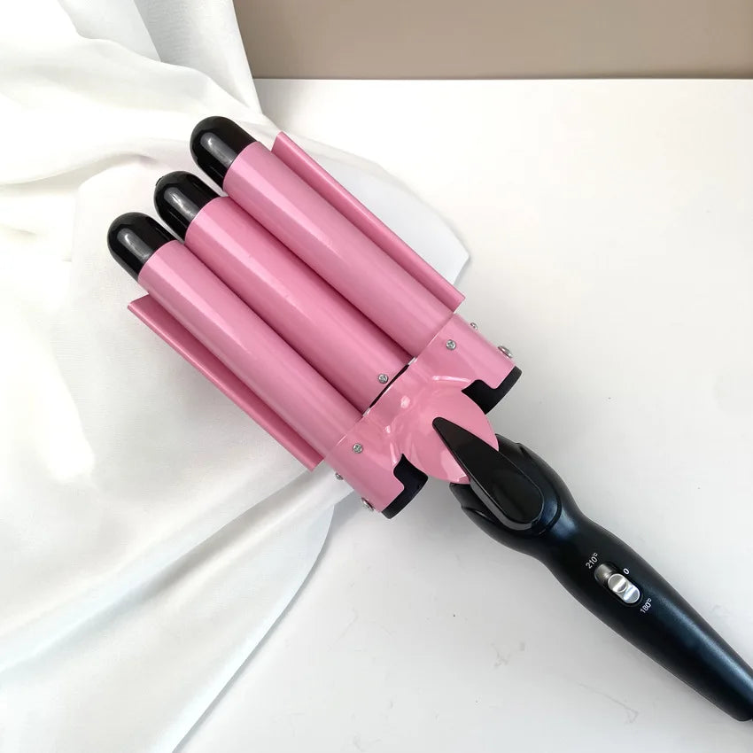 Ceramic Curling Iron - 1 Inch Triple Barrel Curler With LCD Temperature Display - ZOOMNSTORE