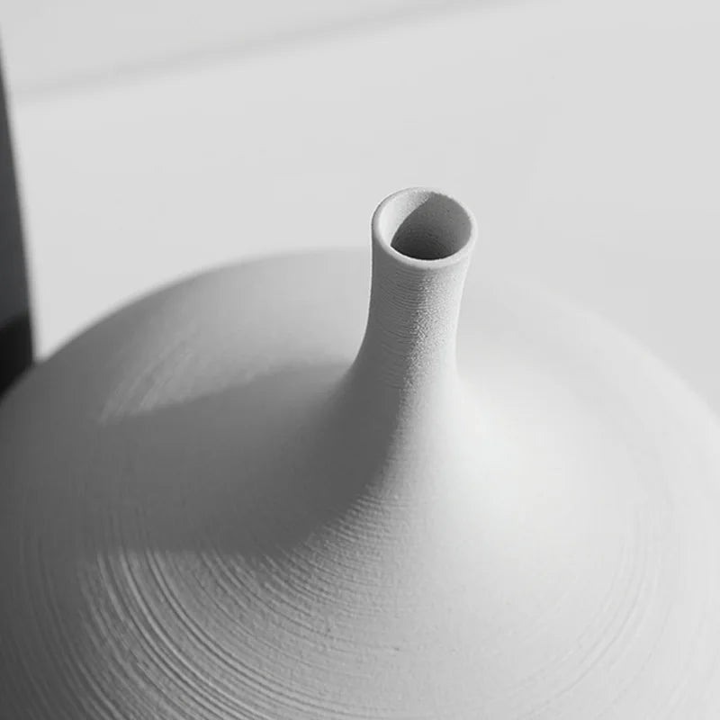Nordic Style Round Ceramic Vase - Handmade Decorative Home Art - ZOOMNSTORE