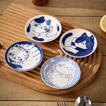 Japanese Lucky Cat Ceramic Sauce Dish - Mini 10cm Dessert Plate - ZOOMNSTORE
