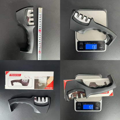 Three-Stage Ceramic Diamond Knife Sharpener - Handheld Kitchen Tool - ZOOMNSTORE