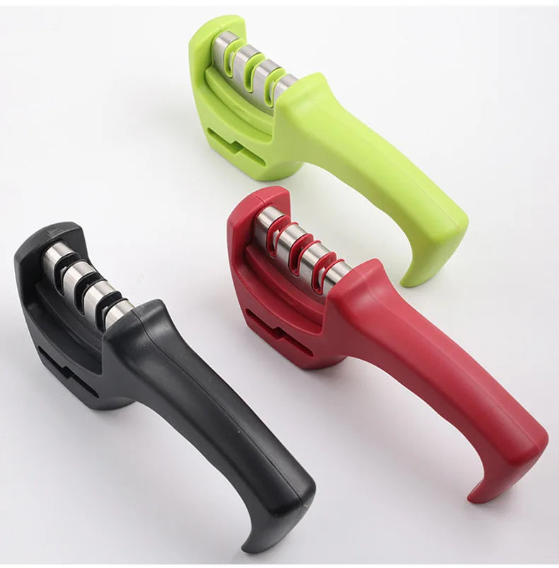 Three-Stage Ceramic Diamond Knife Sharpener - Handheld Kitchen Tool - ZOOMNSTORE