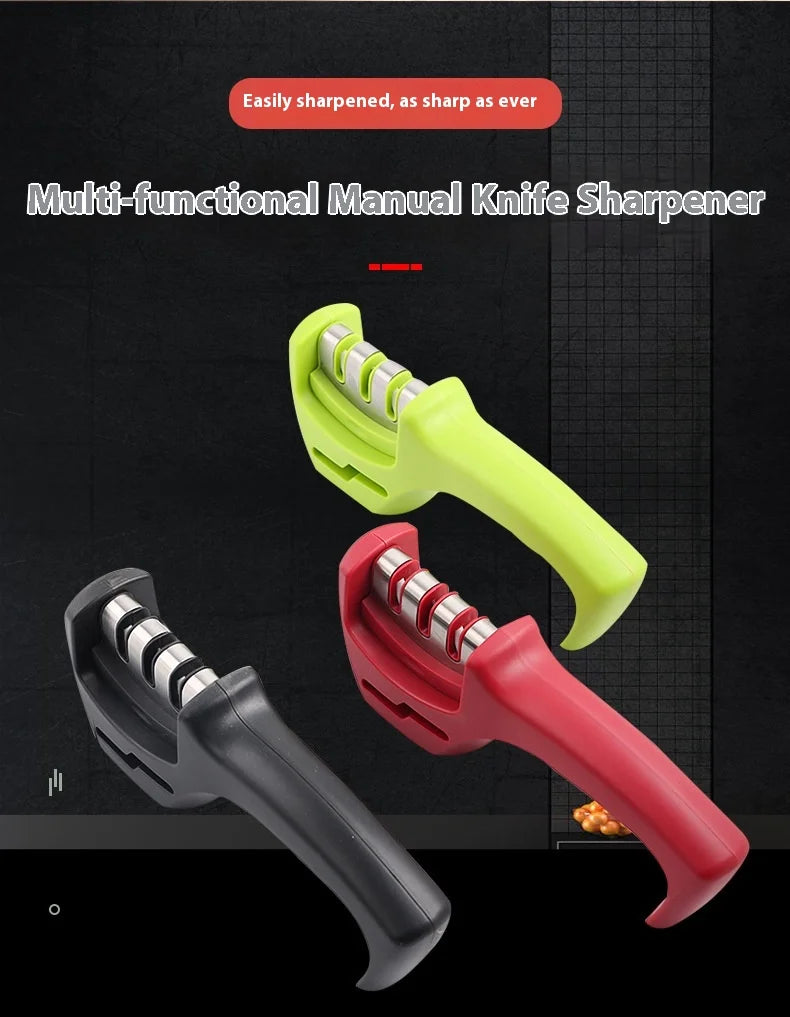 Three-Stage Ceramic Diamond Knife Sharpener - Handheld Kitchen Tool - ZOOMNSTORE