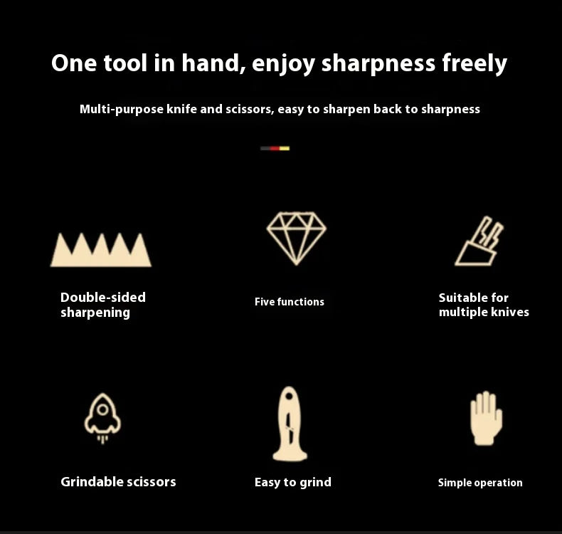 Three-Stage Ceramic Diamond Knife Sharpener - Handheld Kitchen Tool - ZOOMNSTORE